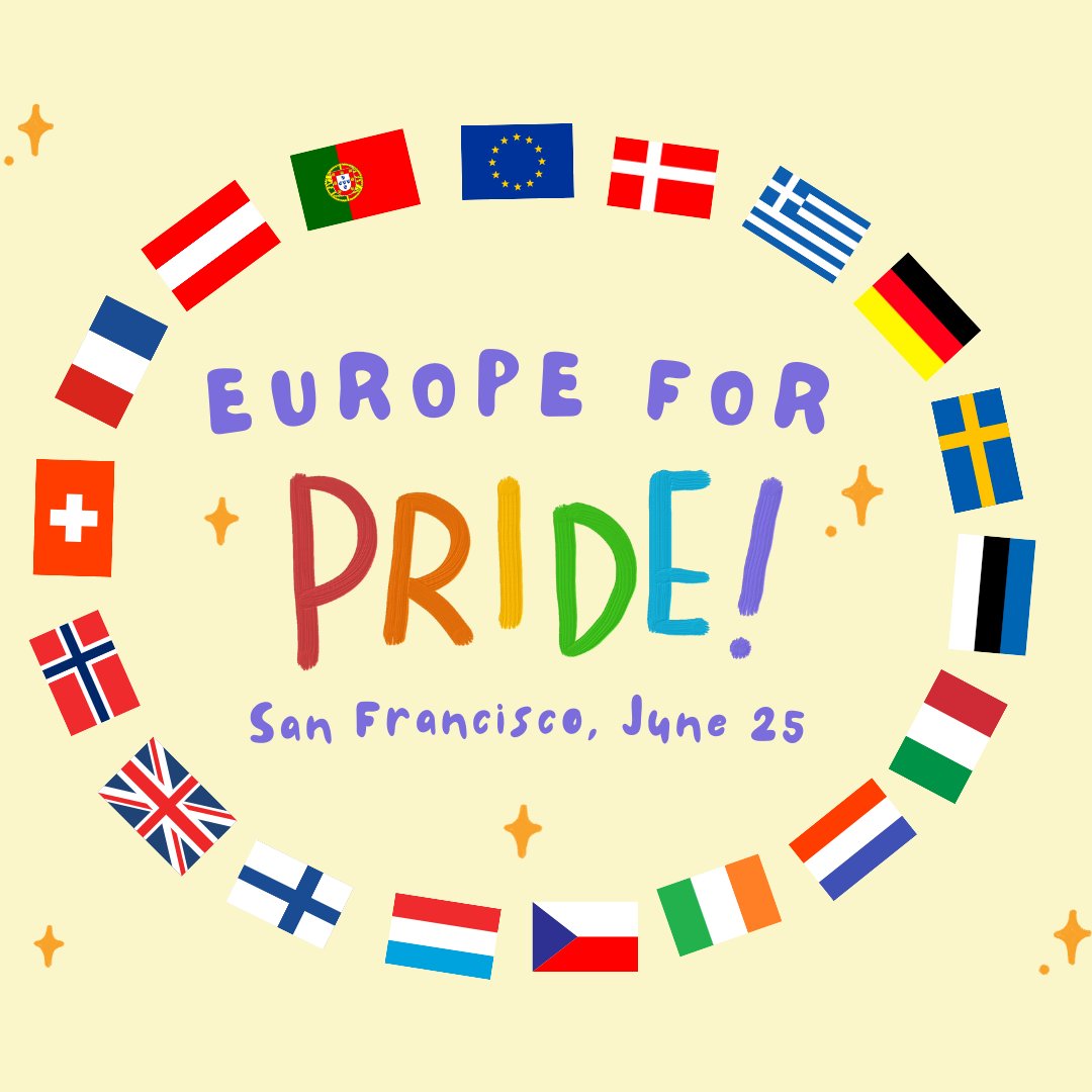 GermanyinSF's tweet photo. Just 3 days to go! Representatives of the EU Consulates in the Bay Area will march together as Europeans into the heart of downtown SF on this vibrant day of celebration. Join us and support #LGBTQ+ community.
Sign up:
https://t.co/dqdu55NGLp
#EUforPride #SFPrideParade2023 https://t.co/ri39FKGb0O