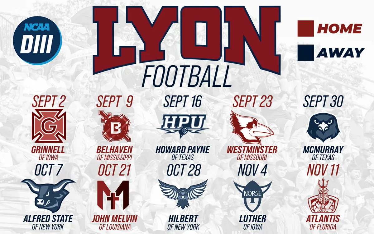 THE WAIT IS OVER!!! The Lyon Football Schedule has been released!!! #LyonWay🛡