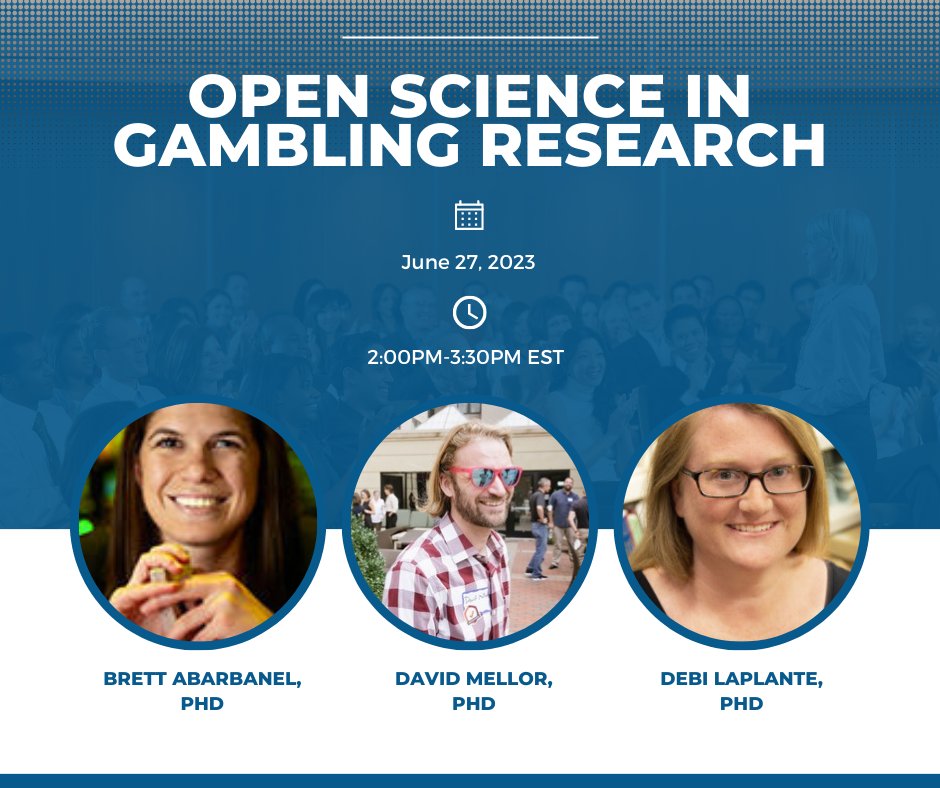 Don’t miss Dr. Debi LaPlante, Director of the Division on Addiction, discuss #OpenScience in #gambling #research this upcoming Tuesday, June 27th at 2pm ET. Register for the <a href="/theICRG/">ICRG</a> webinar here: ow.ly/pooF50OTUUr