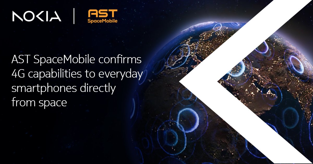 We are proud to be the RAN provider for this initiative with <a href="/AST_SpaceMobile/">AST SpaceMobile</a> aiming to enable mobile connectivity from space to standard 4G and #5G smartphones - a step closer to bridging the #digitaldivide. Read more in this press release: nokia.ly/42UggGl