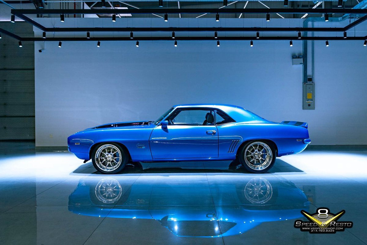 A rare moment when the 1969 Chevrolet Camaro "ZR9" is standing still and posing for a glamour shot!   This pro-touring Camaro was a big project, with an all-new body and a MAST Motorsports 840 HP RHS 427 topped with an LS9 supercharger.  #builttodrive

bit.ly/3JrIxNp
