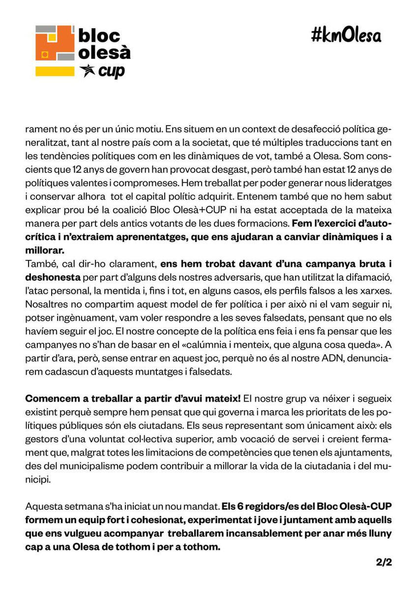 Aquesta setmana s’ha iniciat el mandat 2023-2027. Fem algunes reflexions en veu alta.