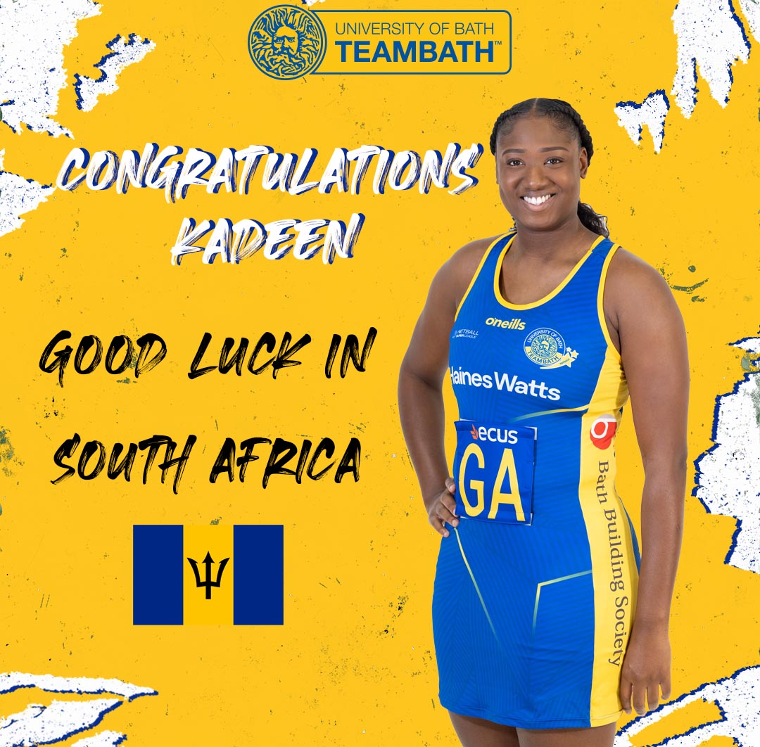 💥 Congratulations Kadeen 💥

#BlueAndGold's very own @kadeen_corbin has been
selected by Netball Barbados to represent them in
South Africa for the Netball World Cup this summer 👏

#NetballWorldCup2023 #SouthAfrica #Barbados
#Netball #TeamBath