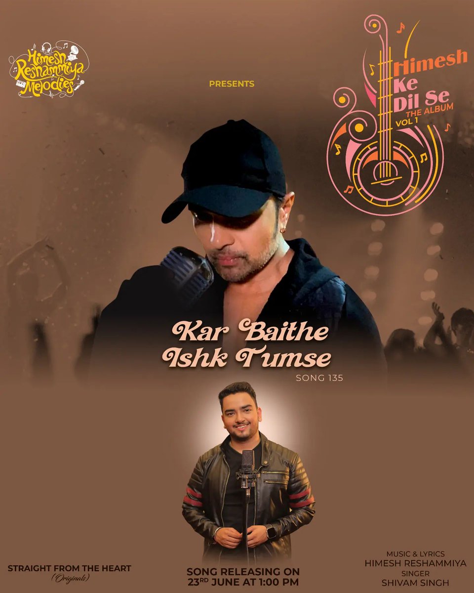 Our next song #KarBaitheIshkTumse composed and written by Himesh Reshammiya and sung by Shivam Singh will be out tomorrow at 1:00 PM ❤️

#HimeshReshammiya #HimeshKeDilSe #ShivamSingh #HimeshReshammiyaMelodies