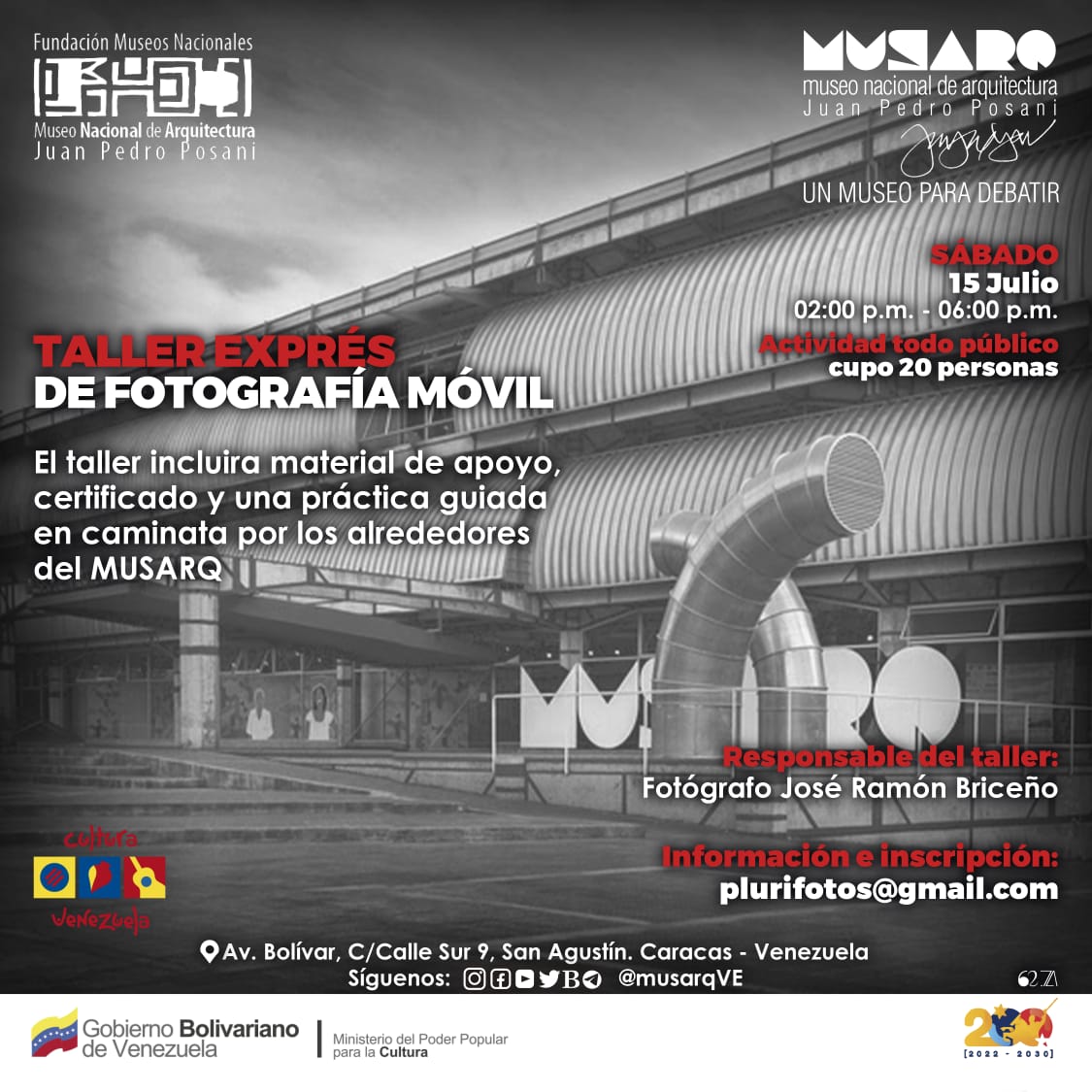 letrasypixeles's tweet photo. !Mejora tus fotos con nuestro curso exprés de fotografia móvil!, aprende los trucos y técnicas de los profesionales el 15 de Julio en el Museo Nacional de Arquitectura de Caracas. No te lo pierdas
#fotografia
#caraqueños #cursoexpres #Museodearquitectura #Caracas https://t.co/JZuD1SM8bc