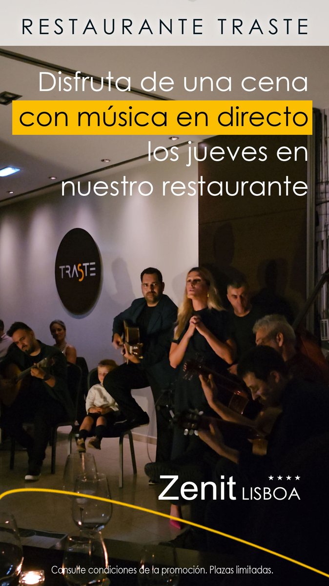 zenithoteles's tweet photo. Los jueves tienes una cita en Traste el nuevo restaurante de Zenit Lisboa, con música en directo y mucho ambiente #ZenitExperience #Lisboa #fados https://t.co/0maeKRHh7e https://t.co/81CYmAL3kN