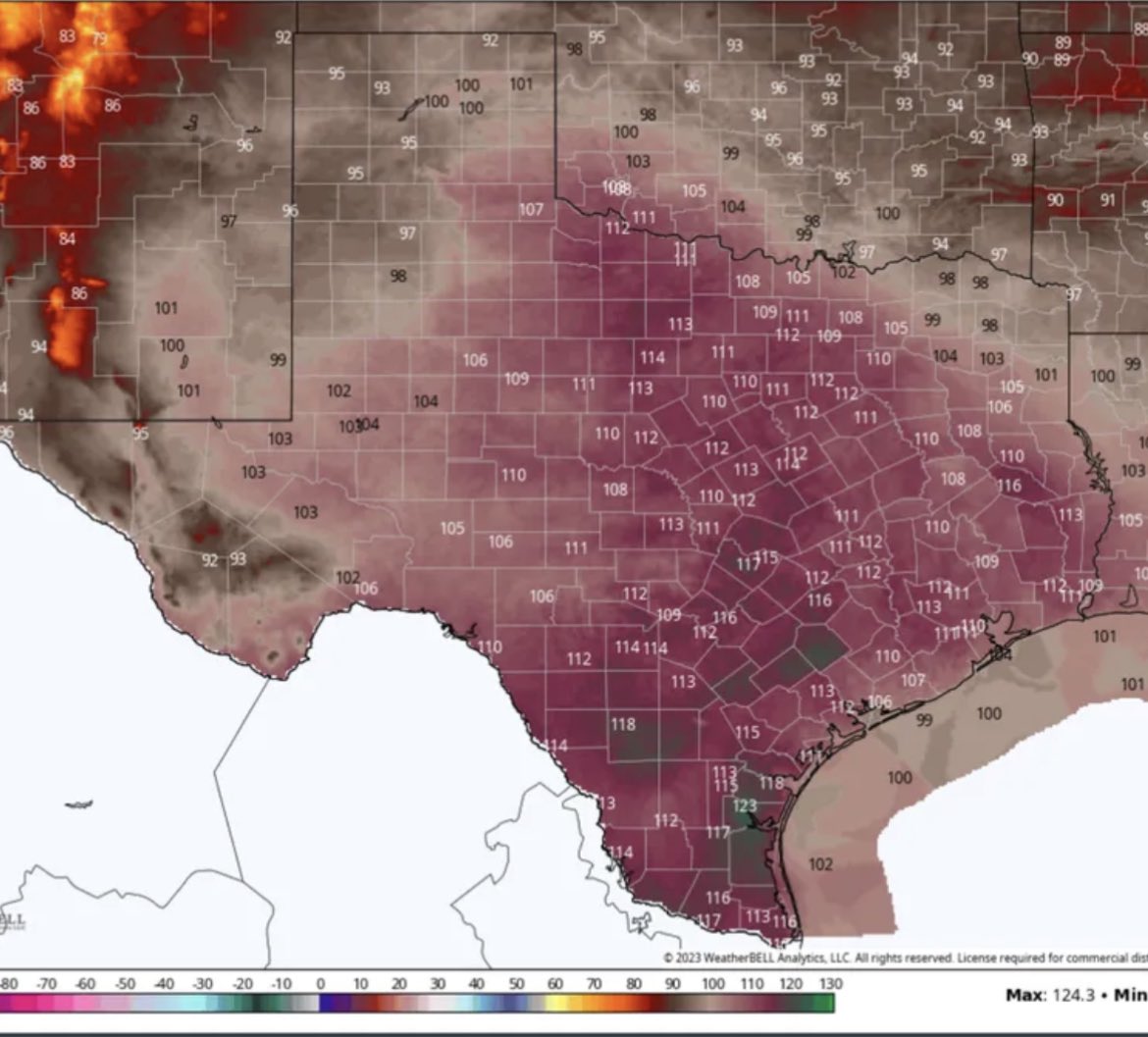 Well wishes go out to all Texans as the state is experiencing record high heat and dew points — in June

axios.com/2023/06/21/tex…

Except for the TX Republican legislators, they can fuck off