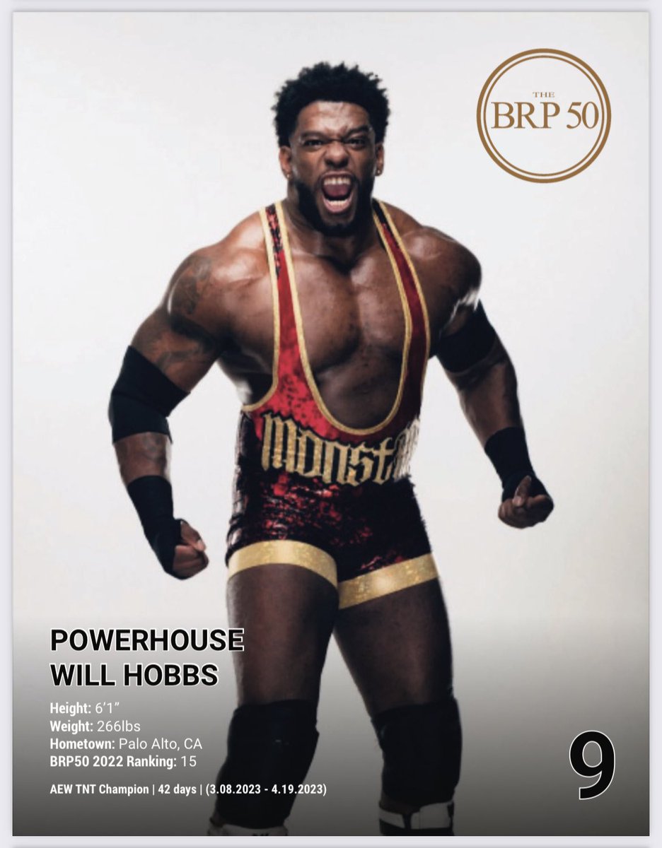 blackrasslin's tweet photo. #BRP50 cont.

10. Bryan Keith @bountykeith : #BRP50 2022 Ranking - 46

9. Powerhouse Will Hobbs @TrueWillieHobbs : #BRP50 2022 Ranking - 15

8. Mercedes Moné @MercedesVarnado : #BRP50 2022 Ranking - 5

7. Willow Nightingale @willowwrestles : #BRP50 2022 Ranking - 16 https://t.co/CaodYEpBjT