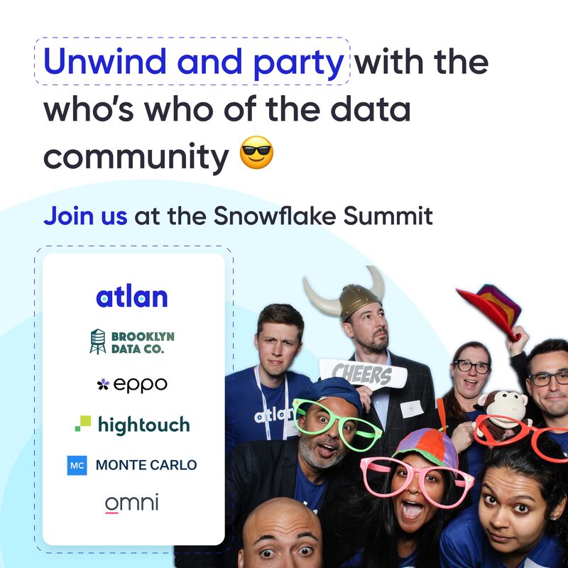 Them: We're going to be at the #SnowflakeSummit next week!

Us: Come unwind and party with the who's who of the data community 😻

We've got our party hats on! 🥳 Sign up here: atln.cm/snowflake-summ…