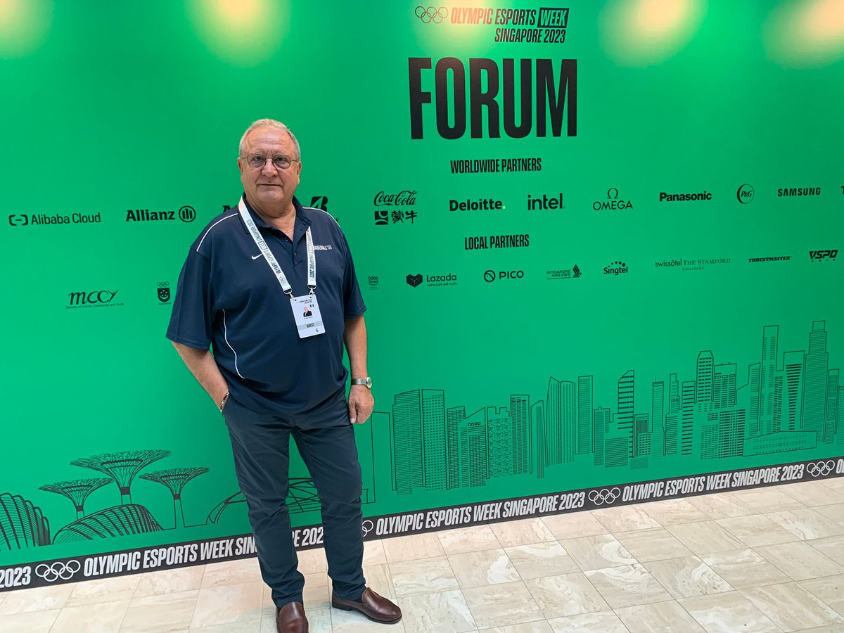 WBSCPresident's tweet photo. Thrilling and exciting to witness the opening ceremony of the #OlympicEsportsSeries in Singapore. I'm proud that the WBSC is among the leaders of a new era, thanks to eBASEBALL™ and our great partnership with @KONAMI @pawapuro_pro @Olympics #POWERPROS https://t.co/sblNOITVWx