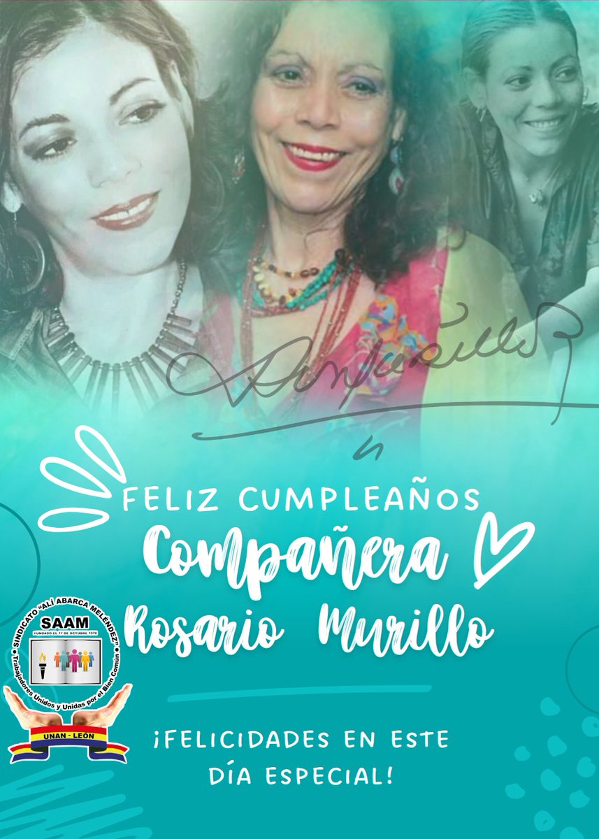 Un día como hoy #22Junio, nació la Cra. Rosario Murillo; Poeta, escritora e impulsora de la restitución de derechos, del protagonismo de la mujer y defensora de la paz.

¡Que cumpla muchos años más y siga inspirándonos con su liderazgo y dedicación 🎂 #FelicidadesCompañeraRosario