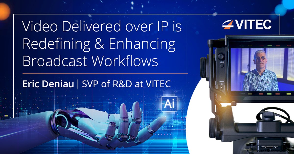 BLOG: Video Delivered over IP is Redefining and Enhancing Broadcast Workflows. VITEC's Eric DENIAU, SVP of R&D, discusses trends & emerging video technologies in the broadcast – including AI. Read the full Q&A here: bit.ly/46fnIyC #Broadcast #AI #IPVIdeo #VideoStreaming