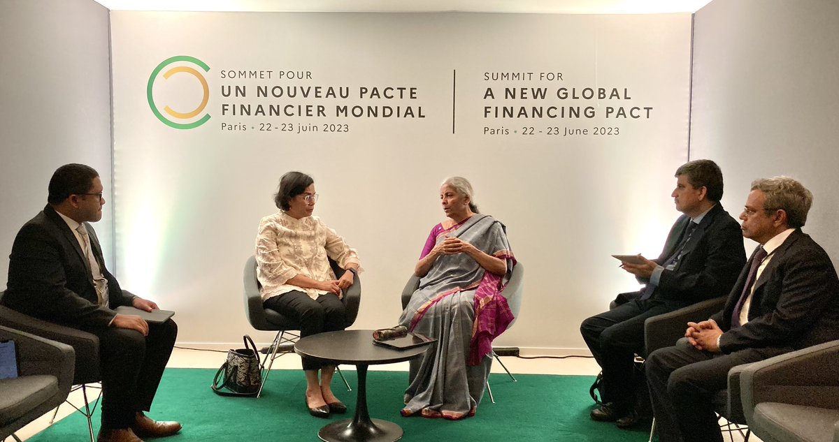 Union Finance Minister Smt. @nsitharaman held a bilateral meeting with Minister of Finance for the Republic of Indonesia, Sri Mulyani Indrawati, on the sidelines of the Summit for the #NewGlobalFinancingPact today in Paris.

FM Smt. @nsitharaman engaged with Indonesia, which is a