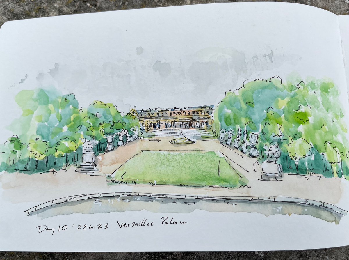 Day 10: Avoiding crowds inside Versailles Palace and the piped music in the gardens. 

#versailles #versaillespalace #art #architecture #historic #watercolour #traveljournal #travel