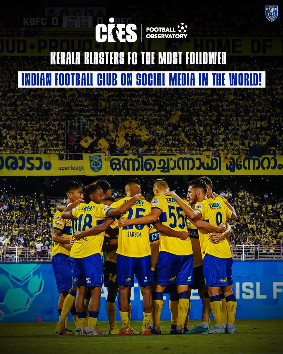 Thank you for making Kerala Blasters FC the most-followed Indian football club on social media. In the recent CIES football observatory survey, we broke through into the list of the 100 most followed football clubs in the world.

None of this would be possible without the…