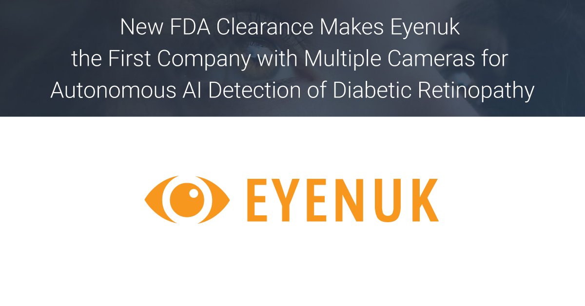 Today is an Exciting Day and the Next Big Step in Eyenuk's Mission to Prevent Blindness through Detection for Diabetic Patients!  lnkd.in/dctH-Ecs  
#aiforhealthcare #eyeart #earlydetection #diabetesawareness