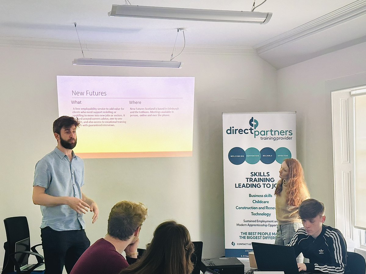 DirectPartners1's tweet photo. It was lovely to have Joe and Katie from New Futures sharing their insightful presentation about their organisation. 

A great way for our candidates to receive extra support during the processes of going for interviews and starting new jobs.😊🧡 https://t.co/qTg8r0jgT1