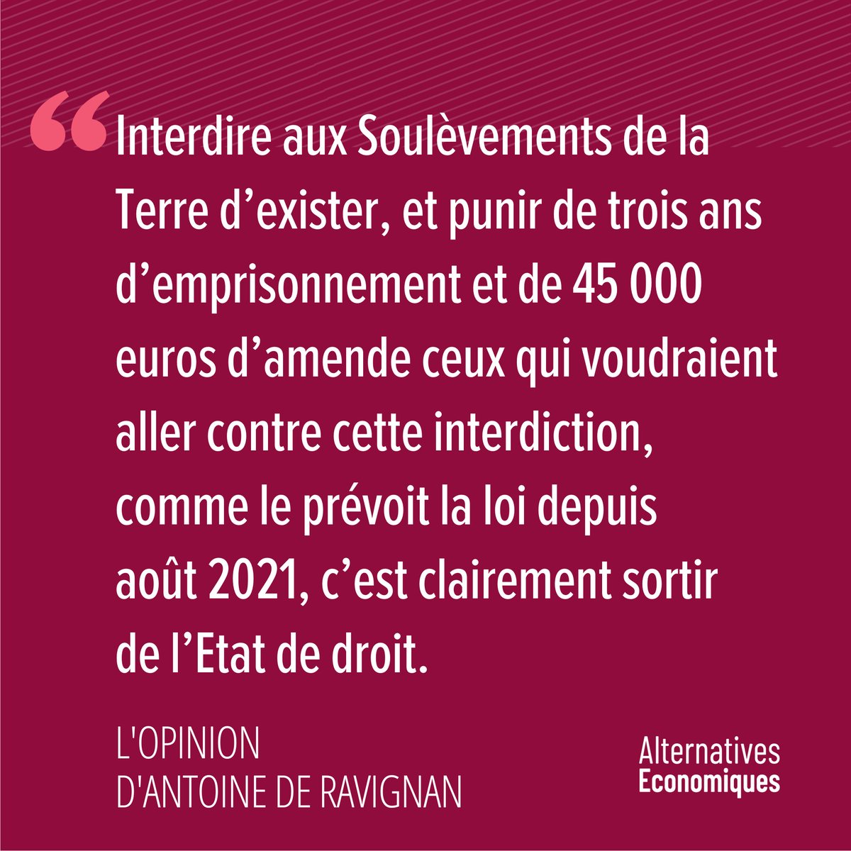 Soulèvements de la Terre : la dissolution ne dissoudra rien
➡️ l.alternatives-economiques.fr/Kp