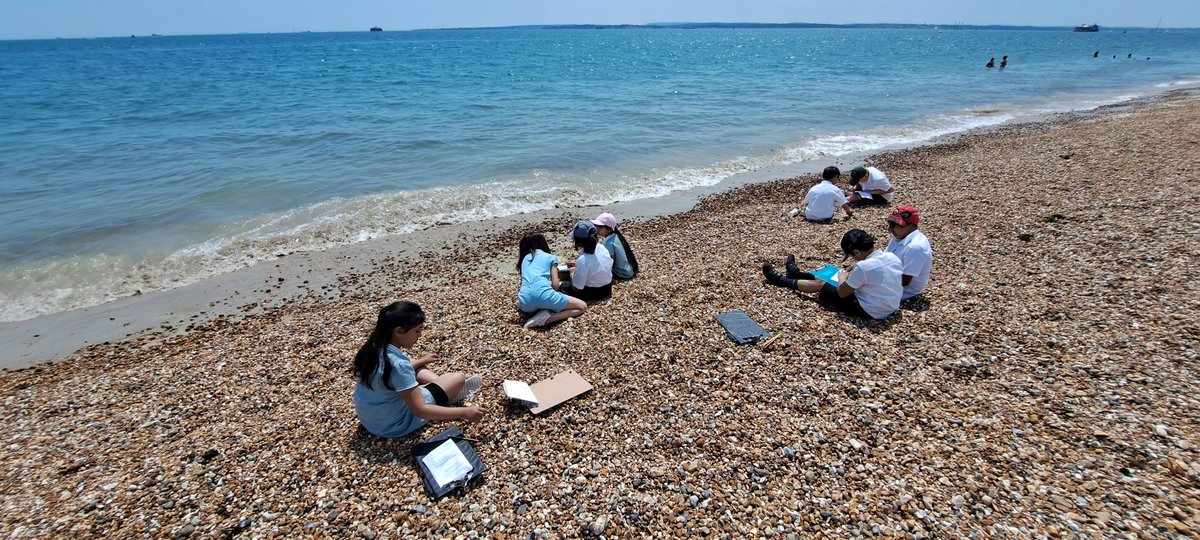 Plenty more fieldwork followed, including beach profiles (look forward to a cup of beach heading home very soon!) and sketches of a square of sand.#Southsea2023