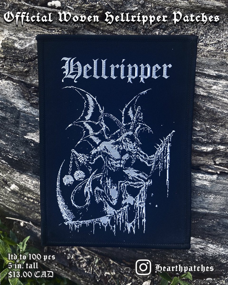 The second band to receive the Hearth treatment needs no introduction. Hellripper has taken the world by storm with their furious blackened thrash. ALL HAIL THE GOAT 🐐 

Saturday at 10AM Est

#blacknroll #blackmetal #thrashmetal #blackmetalpatches #hellripper #hearthpatches