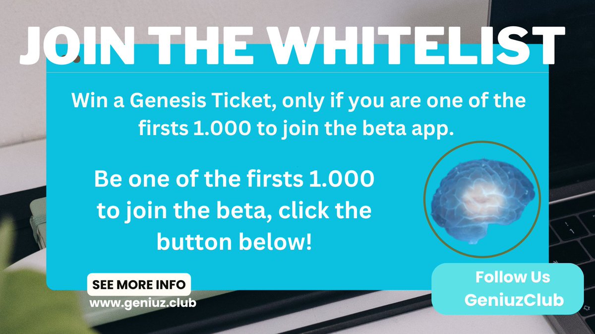 Join the whitelist

Win a Genesis Ticket, only if you are one of the firsts 1.000 to join the beta app.
Get in touch with the team.
Get key information about releases and roadmap

Get more info: geniuz.club

<a href="/geniuz_club/">GeniuzClub</a>
#Btc #doge #eth #shib #coin #token #nft #Crypto
