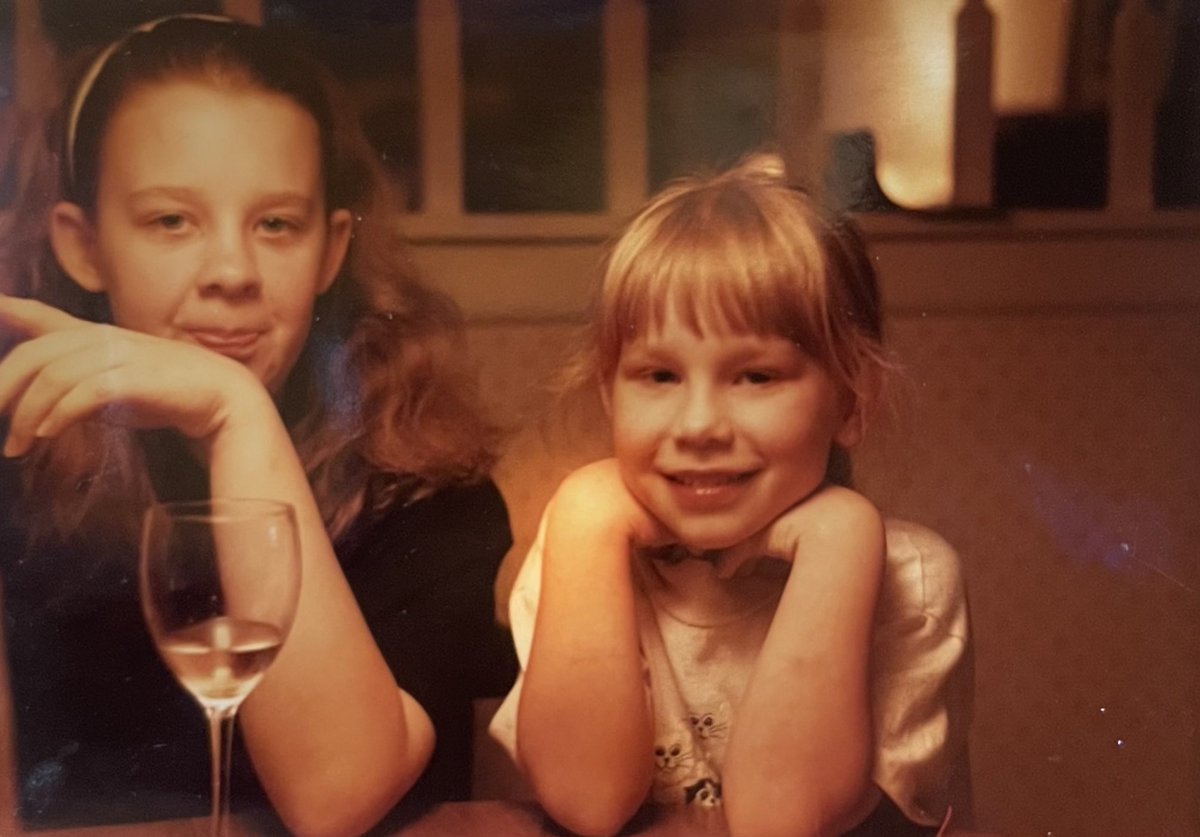 #ThrowbackThursday
Pic of me & my lil sis where I’m drinking wine at age 14..some Gen X shit for ya !