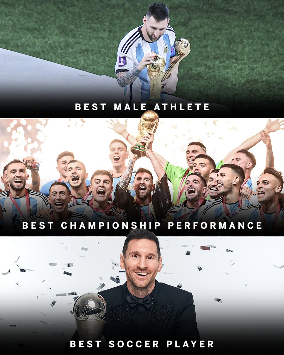 ESPNFC's tweet photo. Lionel Messi has been nominated for THREE awards at this year's @ESPYS 🤩

To vote: https://t.co/XlI06wkBEb https://t.co/0WmmSjnOEP