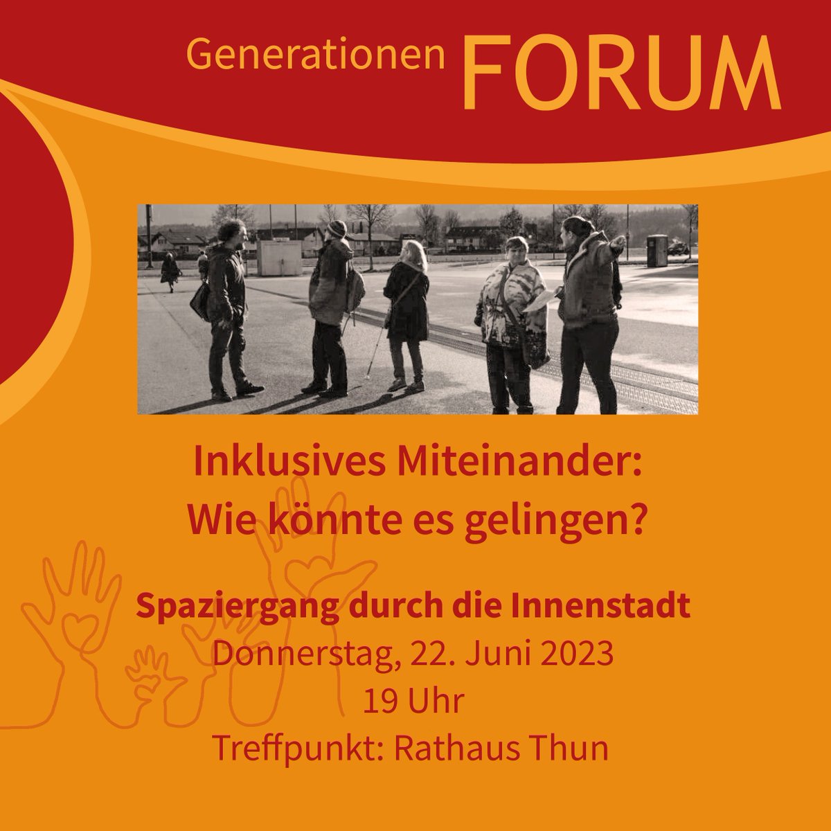 Lust auf ein Spaziergang mit MitarbeiterInnen von der SILEA durch die Innenstadt heute Abend - wir lernen, welche Hindernisse Menschen mit Behinderungen potenziell begegnen können. 

Treffpunkt ist um 19 Uhr vor dem Rathaus - kommt einfach vorbei. Es gibt auch ein Apéro! 😉