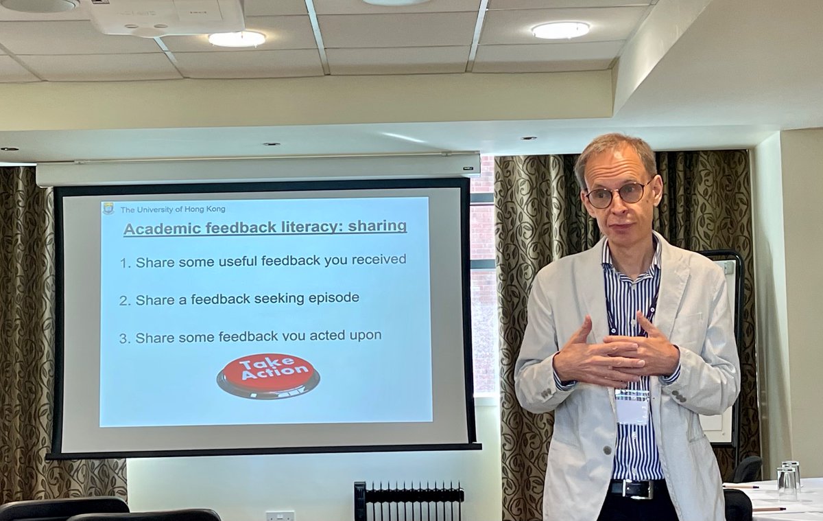 grayrobe's tweet photo. Great session with @CarlessDavid on learner feedback seeking! #AssessmentConf23 https://t.co/WJOwbrD59x