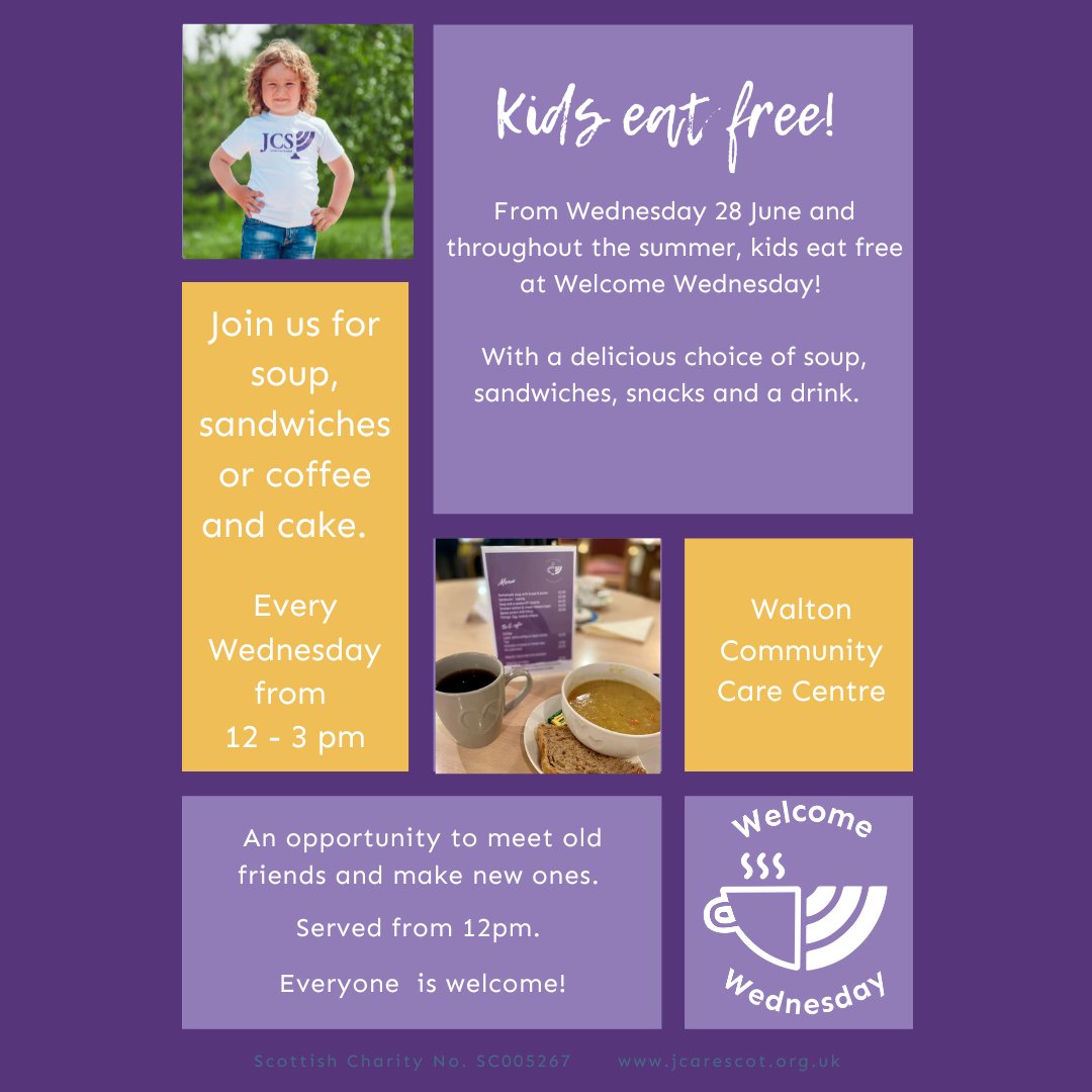 Jcarescot's tweet photo. We are delighted to announce that kids eat free at Welcome Wednesday this summer. With a delicious selection of soup, sandwiches, snacks, plus a drink for kids, why not join us at May Terrace?  Everyone is welcome from 12 pm to 3 pm every Wednesday.  

See you there!  🥪 https://t.co/fIhMUvLkzH