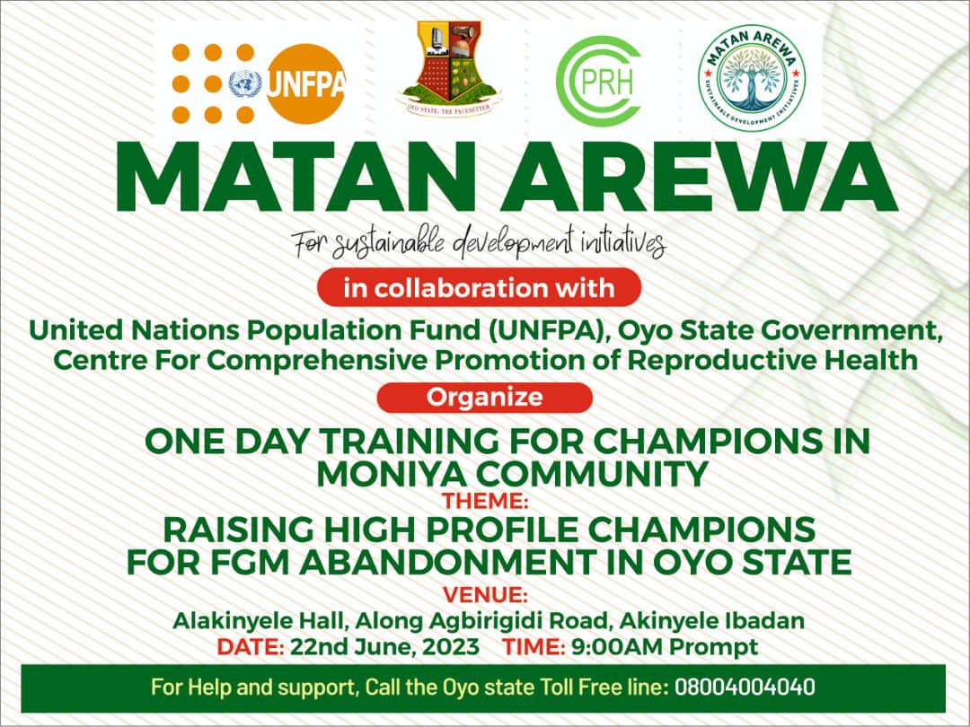 floshylopez's tweet photo. Happening Now in Akinyele community.

MATAN AREWA for Sustainable Development Initiatives in collaboration with @UNFPANigeria @oyostategovt and @cprh5 

Theme: Raising high profile champions for FGM abandonment in Oyo State. https://t.co/F10vk95tVl