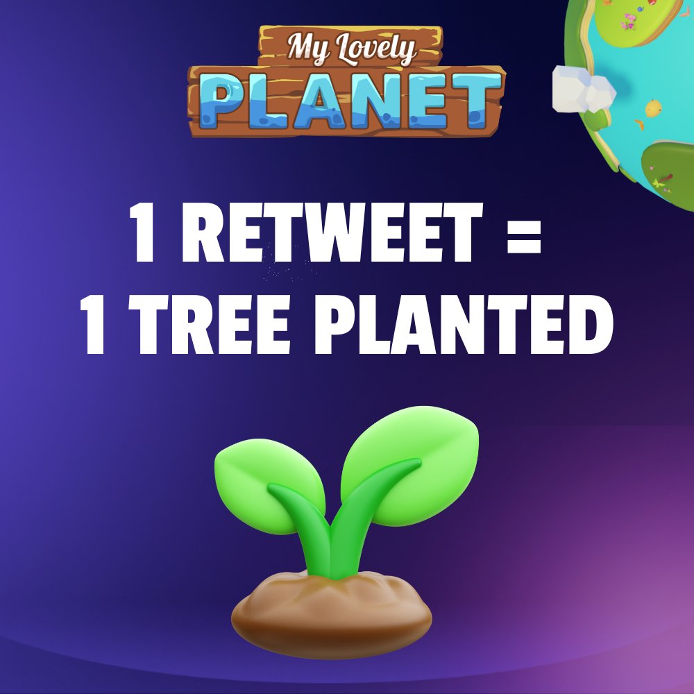 MyLovelyPlanet1's tweet photo. 1 RT = 1 tree planted ! 🌳

Take part in reforestation with one click : for every follow + RT on this tweet, we'll plant a tree for the planet ! 🌱 https://t.co/Z3kImU7IIf