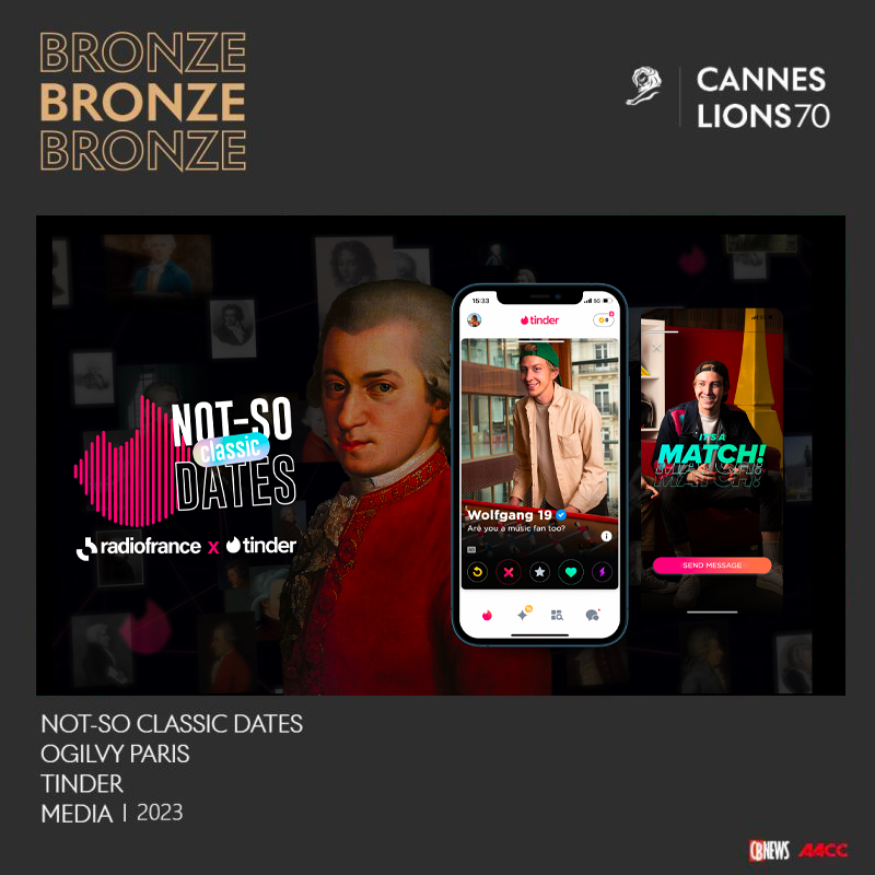 Ogilvy_Paris's tweet image. @Tinder  x @radiofrance , it's a match à Cannes 🥉🦁

#BorderlessCreativity #OgilvyCannes #CannesLions2023