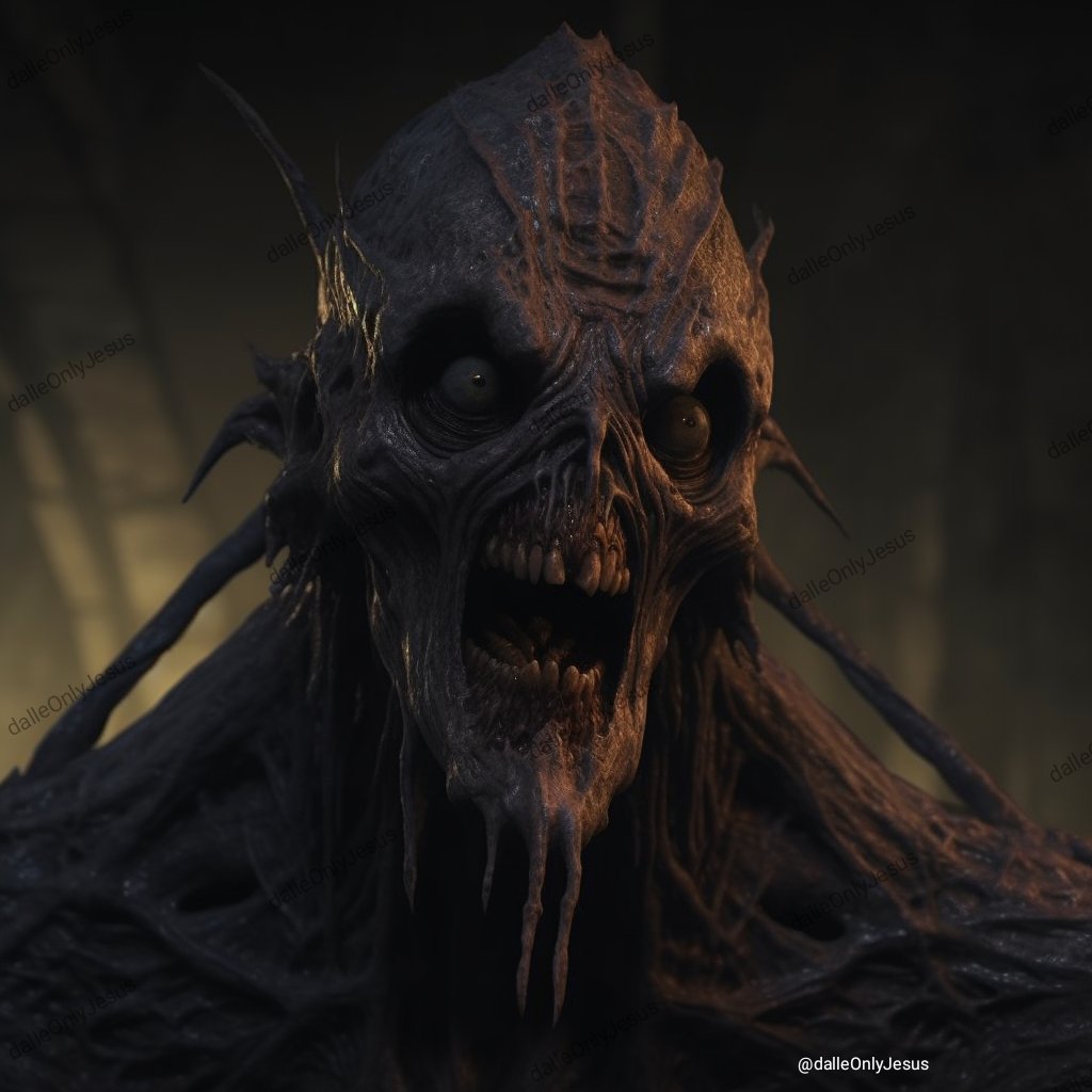 dalleOnlyJesus's tweet photo. #CommunAIty! I summon you all: let's make #ThursdaysOfCreations great again. Everyone is invited to participate, and you can invite whoever you want. We're going back to the horror theme. 
I'll start with the same prompt than the 1st time with #craiyon V3 and #midjourney V5.1 https://t.co/clMKpIWVj9