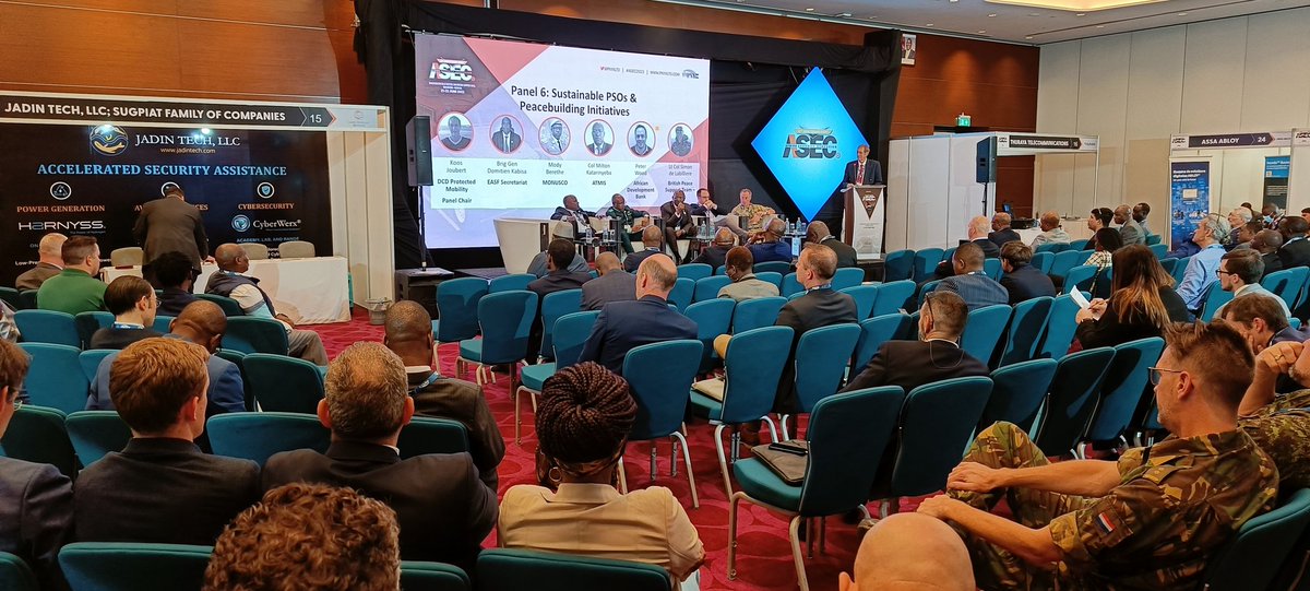 PnyxLtd's tweet image. #ASEC2023 final Panel 6 #PSOs #Peacebuilding Chaired by DCD Protected Mobility with BrigGen Domitien Kabisa @EASF4Peace @berethem @MonuscoPolice Col Milton Katarinyeba @ATMIS_Somalia Peter Wood @AfDB_Group &amp;amp; LtCol Simon de Labilliere @BPST_A #peacekeepers #sustainability #society