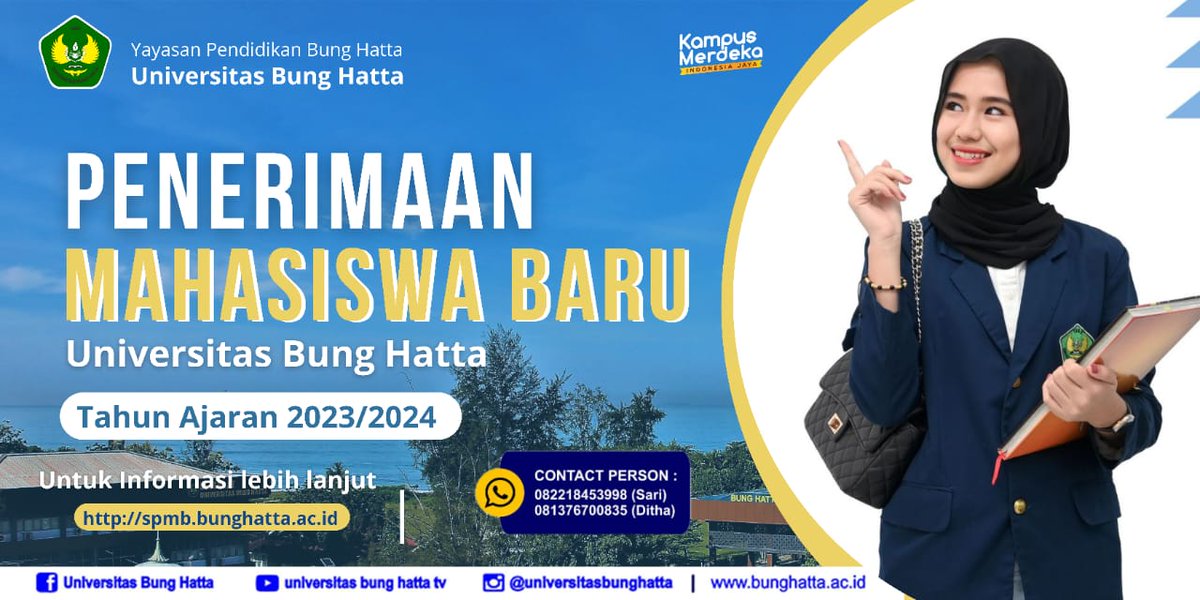 beritabunghatta's tweet photo. Penerimaan Mahasiswa Baru TA 2023/2024, Jadwal, Biaya, dan Program Studi https://t.co/MLBCv7EpZM https://t.co/IXWcb6ZJq3