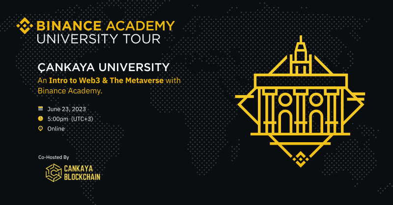 BinanceAcademy's tweet photo. This week on #BinanceUniversity Tour, we're jumping online with @cankayachain for a workshop tomorrow! 

This is a part of the Cankaya Blockchain week supported by @BinanceTR.

Details below ⬇️ https://t.co/bryXlLJCMI