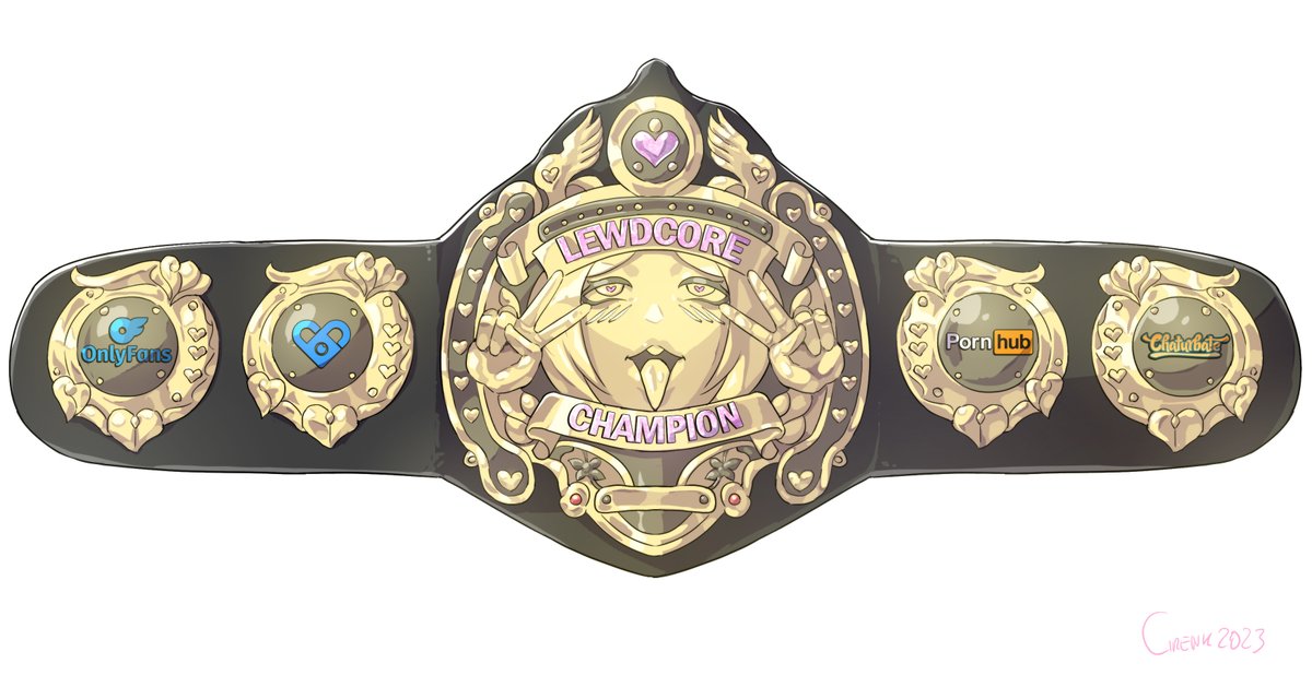 VCW Title: VCW LEWDCORE CHAMPIONSHIP

Division: LEWDCORE

Gender for Title: Uni-Sex

Condition of Winning: Pinfall, Submission, Submission by Mindbreak, or making your opponent Climax 3 times.
Artwork by: @cirenkoyenk
#lewdtuber #LewdVtuber @KoumoriChisuke  @CottontailVA