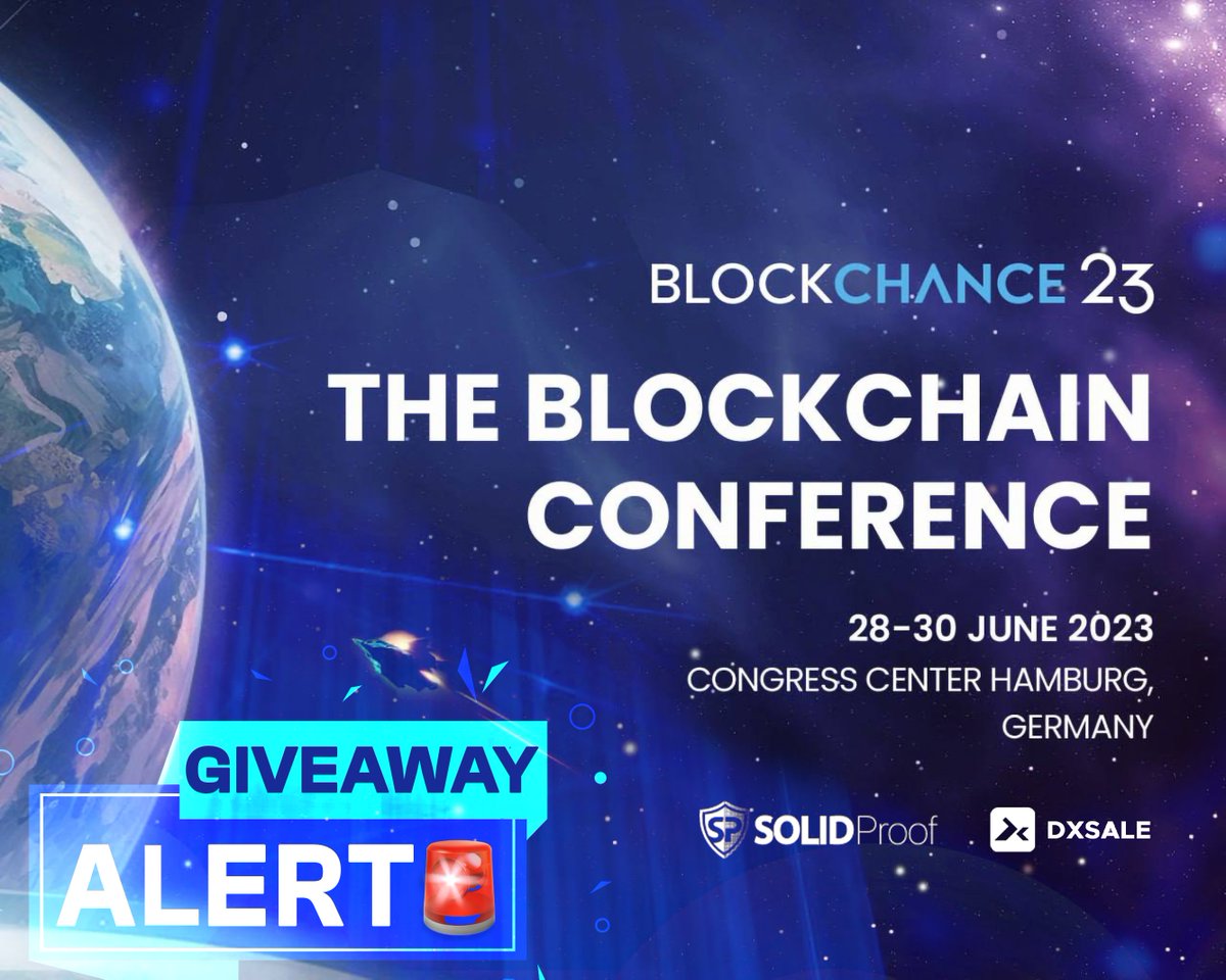 🚨 HUGE GIVEAWAY 🚨

#DxSale has teamed up with @SolidProof_io for an exclusive giveaway! 🎉

Win FREE networking and virtual tickets to Germany's largest #blockchain conference of the year Blockchance 23! 🔥

🎁 5x NETWORKING & 5x VIRTUAL BLOCKCHANCE 23 tickets are up for grabs!…