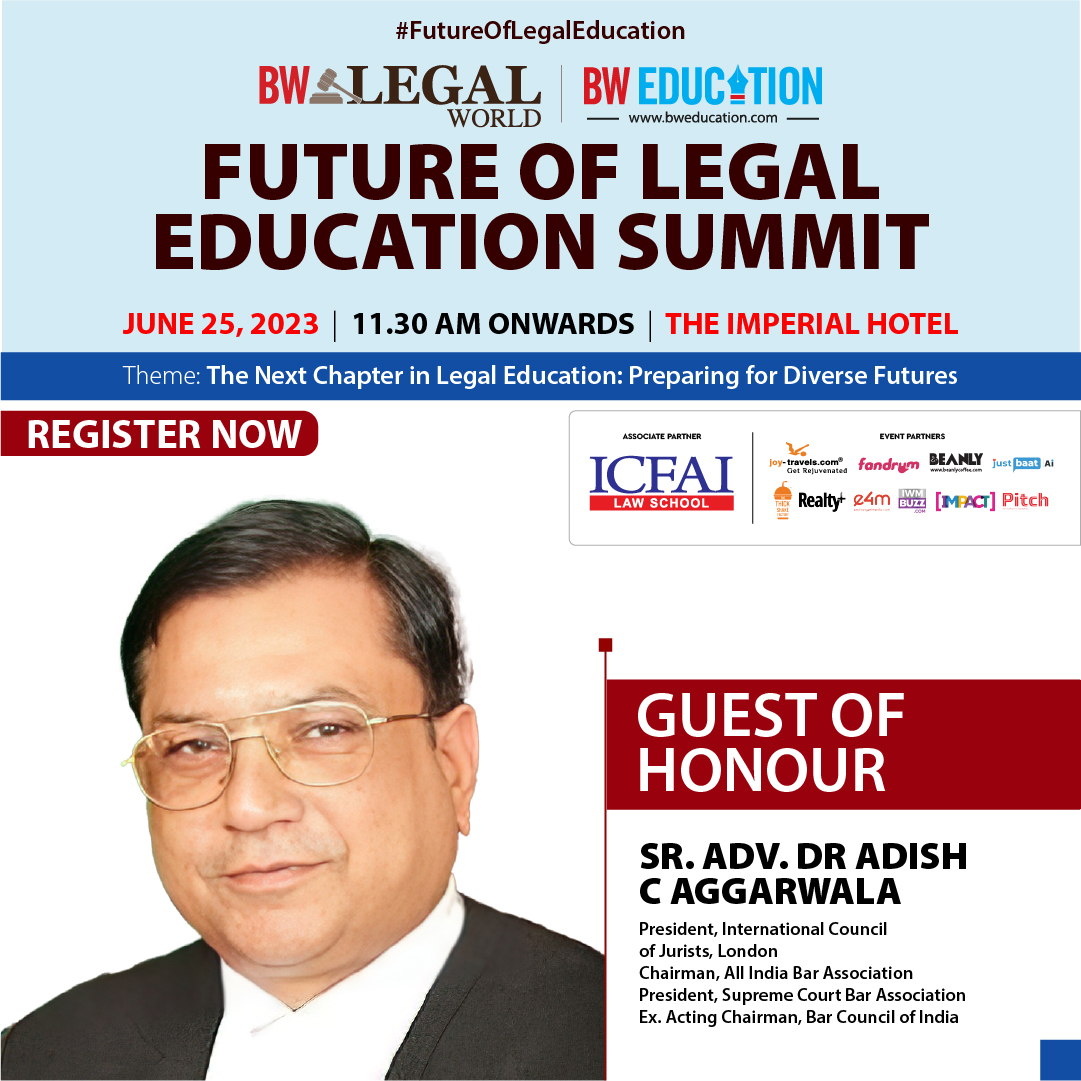 Book Your Seats: bit.ly/BWLawSchoolRan…… Welcoming Sr. Adv. @adishcaggarwala, President, International Council of Jurists, London, Chairman, @barcouncilindia, President Supreme Court Bar Association as our Esteemed Guest of Honour for the 2nd Future of Legal Education Summit