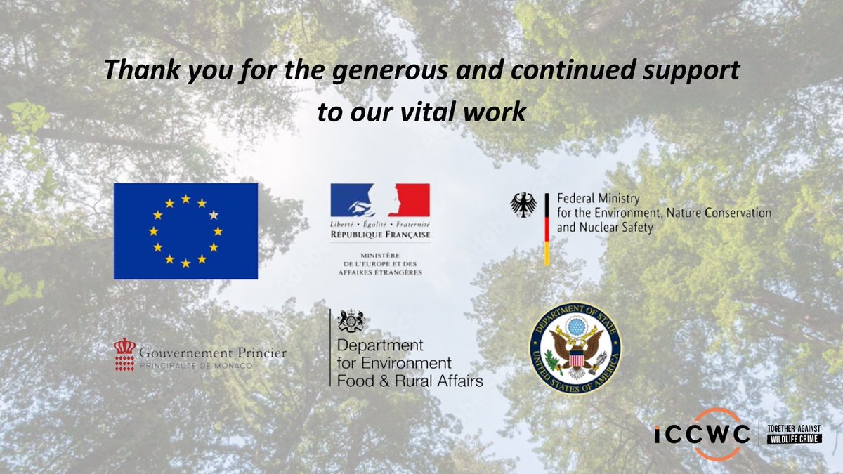 All #ICCWC activities are externally funded and dependent on strong donor support. We thank 🇪🇺 🇫🇷 🇩🇪 🇲🇨 🇬🇧 🇺🇸 for their generous & continued support to our vital work!

Read more in the ICCWC Biannual Report 2021 – 2022: bit.ly/46fgQRJ

#TogetherAgainstWildlifeCrime