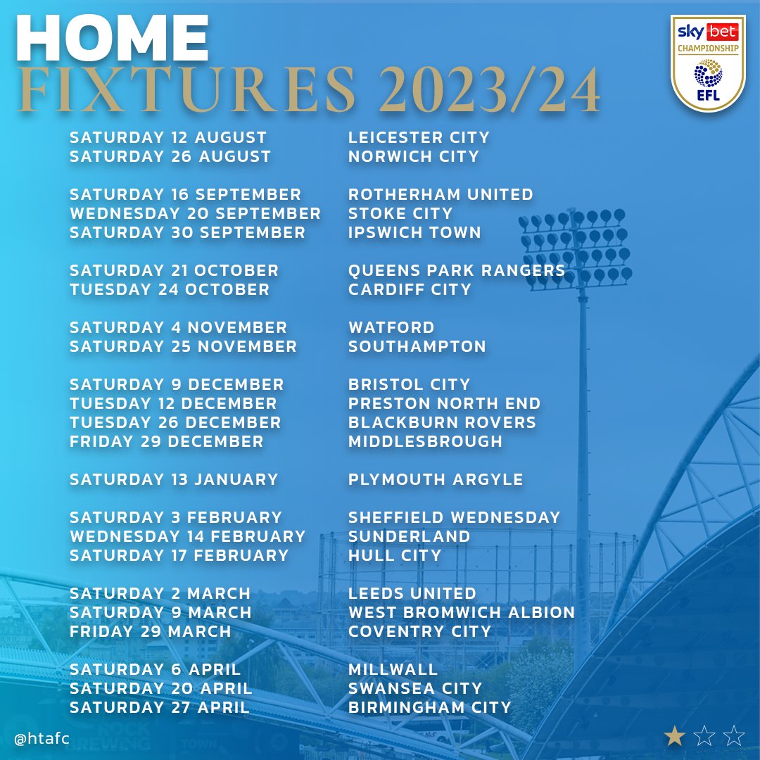 Huddersfield on sale town fixtures