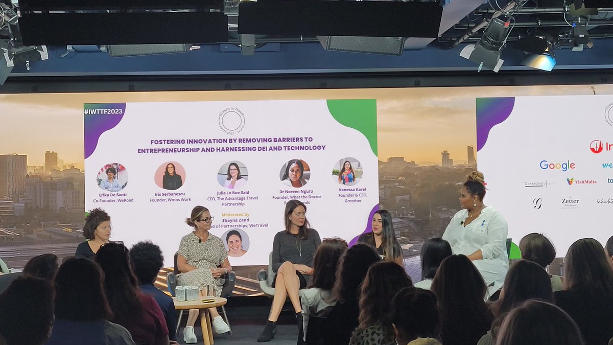 WIT_CIC's tweet photo. Panel discussions on innovation, entrepreneurship and technology at IWTTF 
@AdvantageHQ 
@TheDrRecommends
@Greether_app
@wetravel

#womenintravel #iwttf #iwttf2023 #entrepreneurship https://t.co/w7GKqYZtxn
