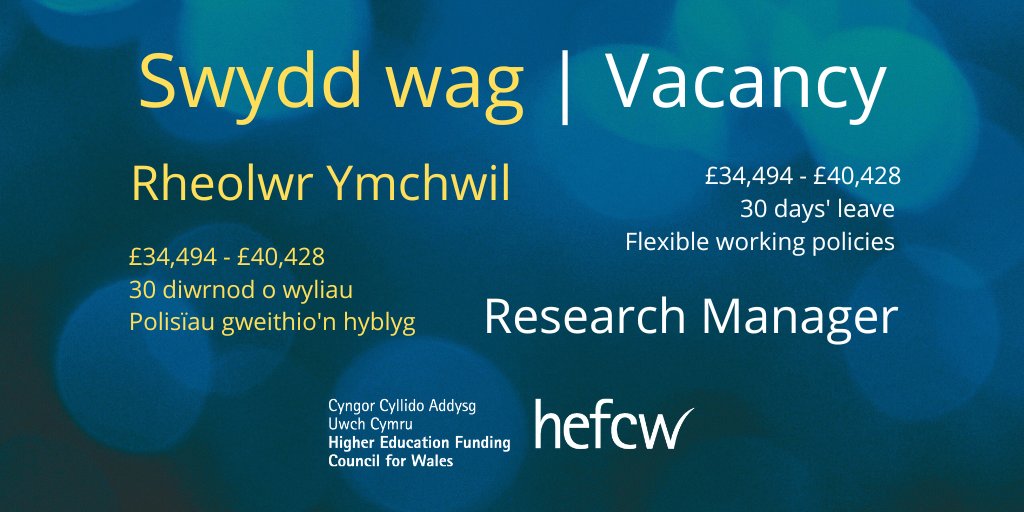 Ydych chi'n gallu rheoli rhaglenni ariannu, datblygu canllawiau a gweithio gyda rhanddeiliaid a phartneriaid allanol?
Rydym yn recriwtio Rheolwr #Ymchwil i gefnogi a rheoli ein agenda bolisi ymchwil o fewn y Tîm Ymchwil, Arloesi ac Ymgysylltu. ⬇️
hefcw.ac.uk/cy/amdanom-ni/… Cau 06/07