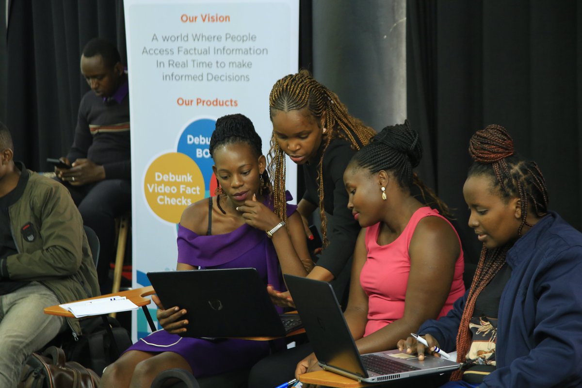 TheDebunkShow's tweet photo. Special Shout Out to our fact-checkers and Trainers of the day.

Our lead trainers @RukiaNabbanja and @Eddmk1  have been trained by @africacheck for this program

#factcheckingtraining https://t.co/GT2NEnbskz