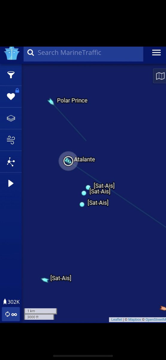 #PolarPrince has doubled its speed from 3 to 6 kts  ‼️

55 minutes remaining of oxygen -

#Atalante and her seem to be heading towards each other on top of the Titanic.

#Atalante on a new way.
Converging toward three boats stationned in the area.🙏

#Titan #TitanicRescue