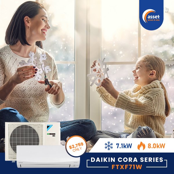 AssetAirconElec's tweet photo. Keep a #comfortable #warmth all #winter with the #Daikin 7.1kW #Cora Series #AirConditioning In #GoldCoast! Its advanced #reversecycle #heating #system brings a #heating #solution to your #indoor #space when you need it most!

Order Online: https://t.co/FSLBVjWmL8 https://t.co/SGf74RhbNa