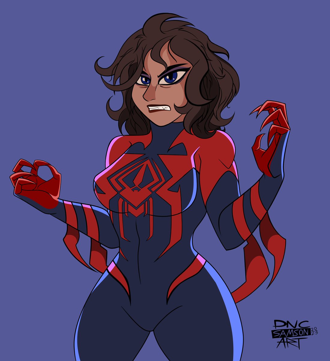 DNCSamsonART's tweet photo. I find @Kamii_momoru drawing of Spider-Woman 2099 is surprisingly excellent with the sharp decals and curved outlines. So I drew her in my style. ^^
#SpiderMan2099 #Rule63 #Drawthread #SpiderVerse https://t.co/7B4kDeHEL6
