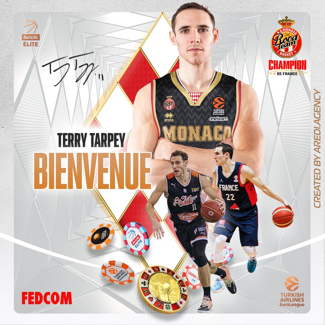 ASMonaco_Basket's tweet photo. 🖋 ᴛᴇʀʀʏ ᴛᴀʀᴘᴇʏ arrive sur le Rocher 🔴⚪️ 

Doté d'un statut JFL 🇫🇷, l'international français signe pour 3 ans 🤝   

🔋 Le champion de France 2018 apportera toute son énergie et sa détermination à la #RocaTeam ⚔️

Son interview 👇
https://t.co/fLKu7Fhrl9 https://t.co/6qIItu2rkM
