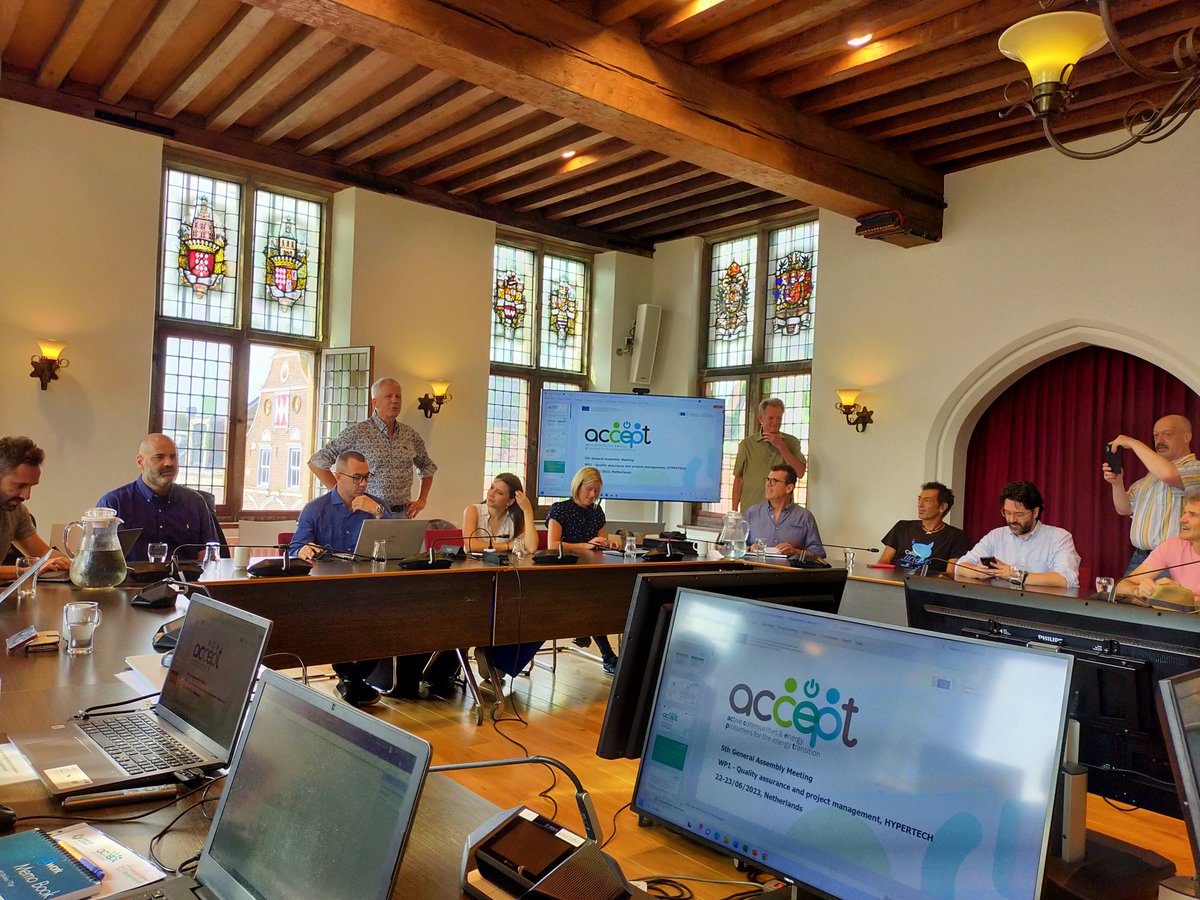Day 1 of @AcceptH2020 general assembly in Culemborg kicks off today, lead by @hypertechsa. Started with an early morning bike ride. Now, lots to share and learn from partners #DemandResponse #solutions